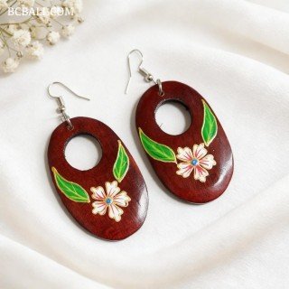 Hot Sale Painting Wood Earrings Handmade Design